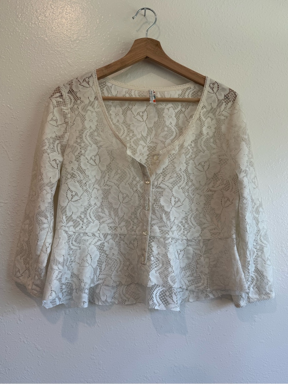 Free People Cream Lace Peplum Top - Size M